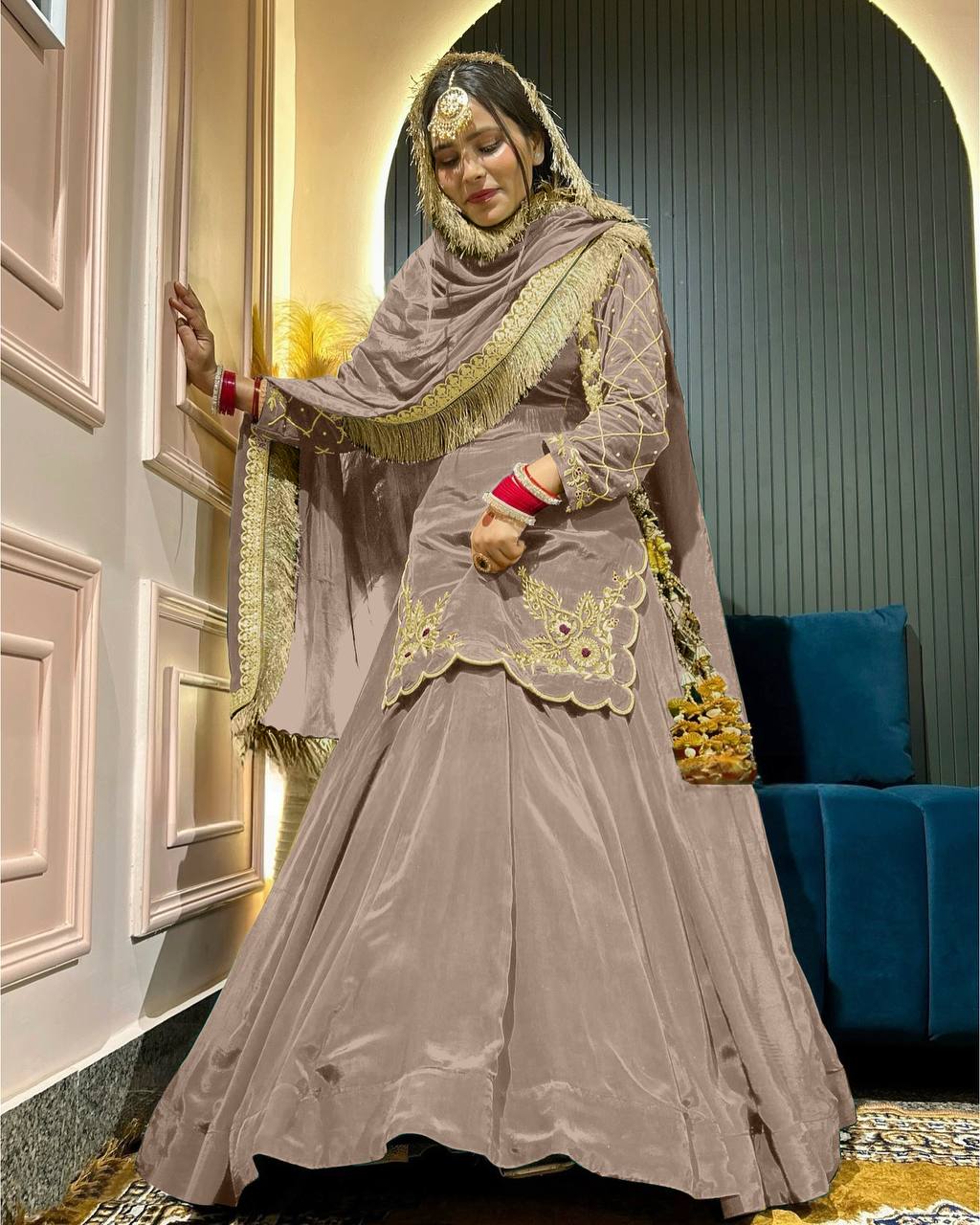 Deep Maroon Heritage Flared Silhouette